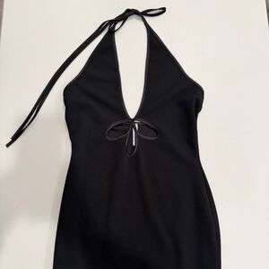 Black Lucy in the Sky Halter Mini Dress